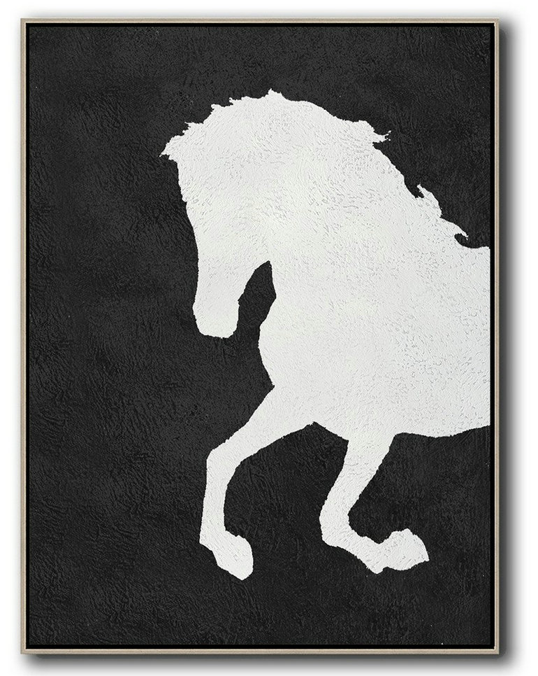 Modern Art Abstract Painting,Black And White Minimal Painting On Canvas - Acrylic Painting On Canvas